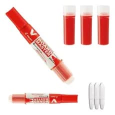 Kit Pincel Pilot Vboard Master Vermelho + 3 Refil + 3 Pontas