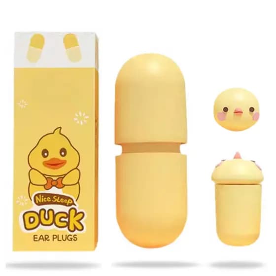 Abafador de Ruído Discreto Tampão Auricular Dormir Pato Fofo Silicone Suave Vedação Anatômica Uso Noturno Relaxante