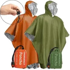 Capa Poncho Emergência Impermeável Ultraleve Verde Laranja Proteção Chuvas Repentina Trilhas Mochilas Reutilização Capuz