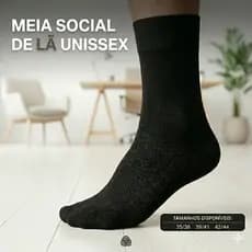 Meia Social Lã Acrílica Cano Alto fibra forte casual Térmicas