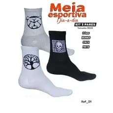 Kit 3,6,12 Pares Meias de Algodão Dia a Dia Cano Alto Adulto ou Juvenil