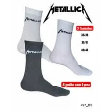 Meias Rock de algodão com lycra cano longo Bandas Rock Metal Classic