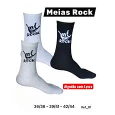 Meias Rock de algodão com lycra cano longo Rock