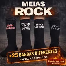 Meias Rock Cano Alto de Algodão com Lycra Classic Rock n Roll Punk Meias Estilo Alternativo
