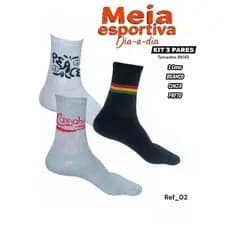 Kit 3 Pares Meias De Algodão Cano Alto Reggae Roots Jamaica Adulto e Juvenil