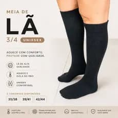 Meias Térmicas De Lã 3/4 Unissex Elegância Para o Dia a Dia em 3 Tamanhos Disponíveis