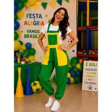 Macacão Colorido Recreação Profissional Uniforme Animador Festa Eventos Buffets Confortável P ao EXG