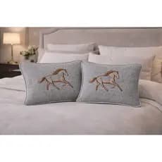 2 Almofadas de luxo bordadas cavalo correndo