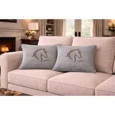 2 almofadas premium bordada cavalo minimalista