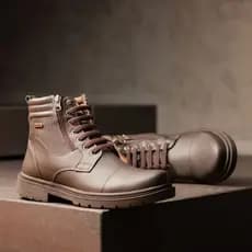 Bota Coturno Estiloso Resistente Masculino Cano Médio Zíper Lateral Calce Fácil Em Elástico