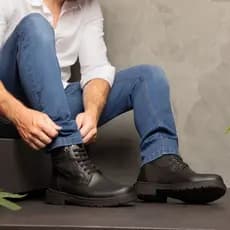 Bota Masculina Coturno Moda Tratorado Cano Alto Com Ziper Elástico Calce Fácil