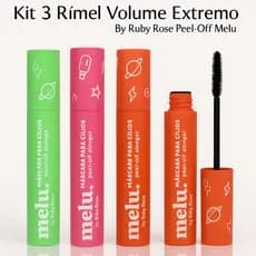 Kit 3 Máscara de Cílios Volume Extremo Remoção Fácil By Ruby Rose Peel-Off Melu