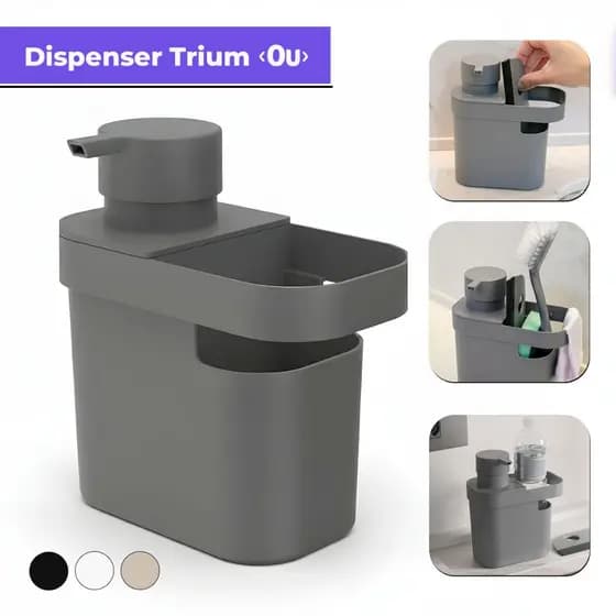 Dispenser Detergente e Esponja 650ml com Organizador de Pia Trium OU