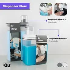 Monte Seu Kit Dispenser Acrílico Lavanderia 1,5L e 2,3L com Tampa Medidora Premium