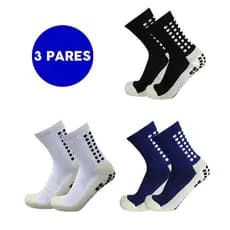 Kit 3 Pares Meias Esportivas Futebol Algodão Antiderrapante Conforto Respirável Unissex