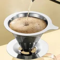 Filtro de café em aço inox, sem papel, prático e eficiente, nos modelos 101, 102 e 103, para suas necessidades diárias.