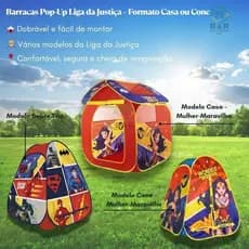 Barraca Infantil Pop-Up Liga da Justiça – Modelo Casa ou Cone – Fácil de Montar e Guardar