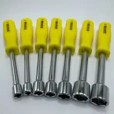 Jogo de Chave Canhão 7 Unidades Profissional Aço Cromo Vanádio 5 a 12 Cabo Resistente Kit 7 Manual