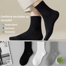 Kit 3/6/12 Pares de Meias Masculinas Cano Alto | Algodão | Confortáveis | Tamanho Único (40 ao 46) | Várias Cores