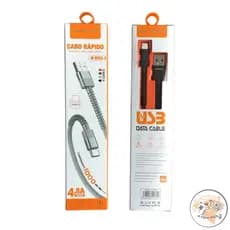 Cabo USB Reforçado H'maston HB08-3 – Carregamento Rápido e Seguro para Seus Dispositivos