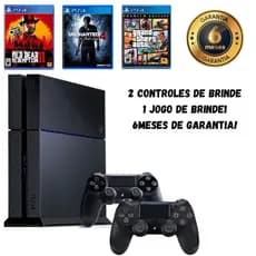 PS4 FAT 500GB Semi-Novo Impecável | 2 Controles + Jogo à Escolha(mandar mensagem no chat) | Brinde + 6 Meses de Garantia