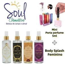 Body Splash Feminino Soul Cosméticos 200ml + Porta-Perfume Recarregável 5ml