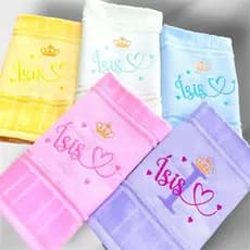 kit com 5 Toalhinha de Boca Bordada Dohler Lettering Com Nome