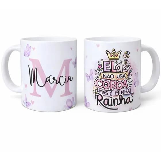 Caneca Personalizada Dia Das Mães + Inicial + Nome Presente Dia Das Mães Personalizados