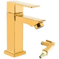 Torneira Para Banheiro Dourada Ouro Lavabo Luxo Metal Original