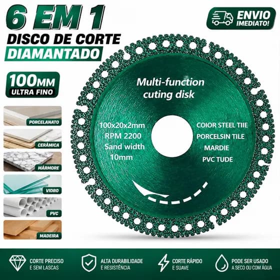 Disco De Corte 6 Em 1 Com Diamante Lâmina De Serra Multifuncional 100mm Ultra Fino Para Azulejo Cerâmico PVC