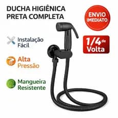 Ducha Higiênica Preta Completa Banheiro Lavabo 1/4 Volta Chuveirinho Com Registro
