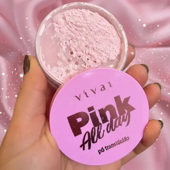 Pó Solto Vivai Pink All Day – Translúcido, Efeito Matte, Pele Aveludada e Sequinha, Acabamento Profissional
