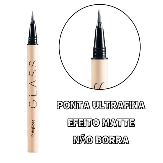 Delineador em Caneta Ruby Rose Glass Preto - Resistente à Água e Secagem Rápida Alta Fixação