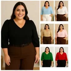 Blusa Feminina Manga  3-4 Novas Corres Verão Em Tecido Crepe Duna Social Elegante Moda Evangélica