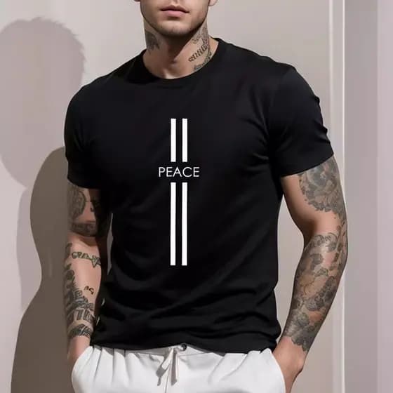Camiseta Masculina Estampa PEACE 100%Algodão Camisa Masculina