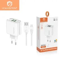 H'maston Y24 - 1 Carregador Turbo Fonte 2 Usb  5.1A Com Cabo Tipo C Torre Carregar Portátil