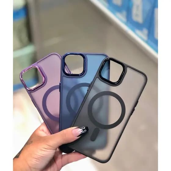 Capa Case Capinha Space magnética transparente fosca para  IPhone 15 14 13 12 11 pro max 14 pro max traseira silicone