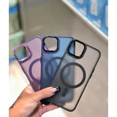Capa Case Capinha Space magnética transparente fosca para  IPhone 15 14 13 12 11 pro max 14 pro max traseira silicone