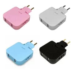 Adaptador Tomada Articulado em 180 Graus. Com Saídas AC de 10Amperes, 250Volts, 2500Watts, USB