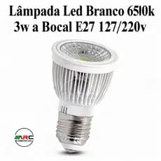 Lâmpada Led Branco Frio 6500k 3w a Bocal E27 127/220v