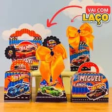 Kit Hot Wheels Personalizado – Caixinhas para Lembrancinhas | Festa Infantil | MONTADO | com laço