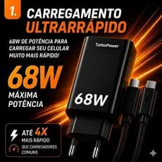 {ORIGINAL} Kit Carregador Fonte e Cabo Turbo 68W UBS- C Tipo C Super Rápido Para Celular Android