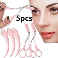 Conjunto De 5 Tesouras De Sobrancelha Para Mulheres , Incluindo Pente , Aparador De Sobrancelhas , Raspador , Faca De Co