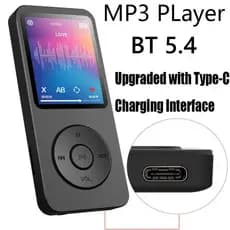 Leitor De MP3 Portátil 1.8 Polegada Walkmen Tipo-C Bluetooth 5.4 Compatível E-Books Gravação Esportes MP4 Rádio FM Músic