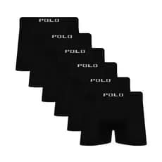 Kit 6 Cuecas Boxer Microfibra Polo Star Preto Masculina