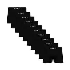 Kit c/ 10 Cuecas Box Boxer Masculina Microfibra Polo Star Preto Poliamida