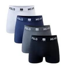 Kit 4 Cuecas Box Boxer Microfibra Lisa Sem Costura Polo Wear - Sortido