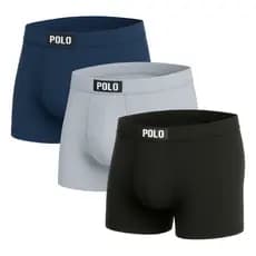Kit 3 Cuecas Viscose Boxer Polo Star Toque Gelado Premium Masculina Sortida