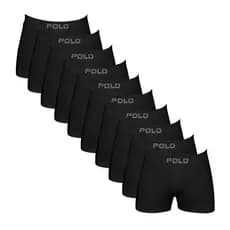 Kit 10 Cueca Box Boxer Algodão Pretas Polo Star 781 Sem Costura Masculinas