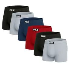 Kit 6 Cuecas Viscose Boxer Toque Gelado Premium Polo Star Masculina Sortida